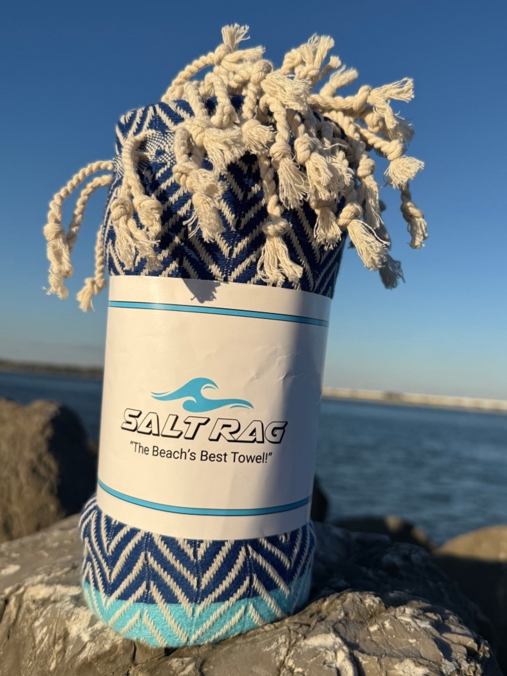 Royal Rag Blue — Salt Rag™ Sand-Resistant Turkish Beach Towel - Picture 2 of 4
